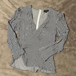 Something Navy black and white striped blouse